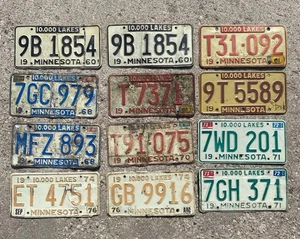 Minnesota Nummernschild Konvolut 12 MN 60er & 70er Jahre Oldtimer Kennzeichen - Bild 1 von 1