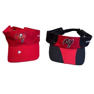 LOT OF 2 Tampa Bay Buccaneers Red Black Visor Adjustable StrapBack Raymond James - Picture 1 of 7