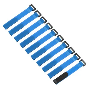 10 Pcs Battery Tie Down Straps, 0.8" x 8" Blue Nylon Hold Down Hook Loop Strap - Photo 1/6