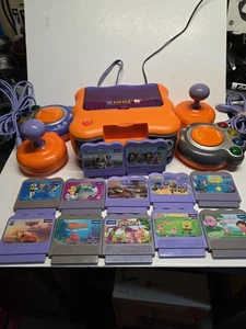 VTech Vsmile Tv Learning System Console 2 Controllers  & 12 Games - Picture 1 of 21