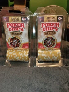 NFL Kansas City Chiefs Poker Chips - Gold Collectors Edition- Set Of 2 Packages - Picture 1 of 3
