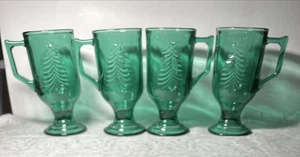 4 tazas vintage Indiana Glass Holiday clásicas con patas de hoja perenne de 5,5" - Imagen 1 de 9