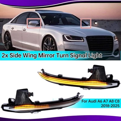Par de luces intermitentes LED dinámicas para espejo retrovisor lateral Audi A6 A7 A8 C8 2019-2025 Foto 1 de 4