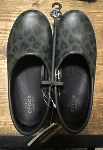 Crocs rutschfeste Damenschuhe – Neria Pro II Grafik schwarz Gepard Clog Größe 5 - Bild 1 von 3