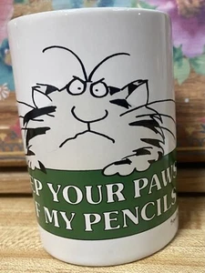 SUSAN BOYNTON KEEP YOUR PAWS OFF MY PENCILS CERAMIC CAT MUG - Picture 1 of 7