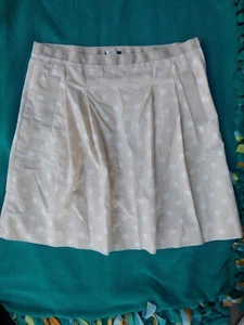 J. Crew Factory Size 6 Beige Cream White Dot Printed Cotton Skirt Pockets - Picture 1 of 2