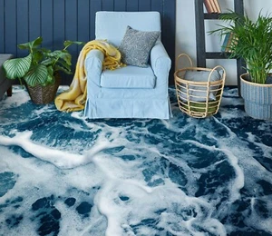 3D Sea Wave Foam 57RAI35 Floor WallPaper Murals Wall Print Decal AJ WALL Fay - Picture 1 of 6