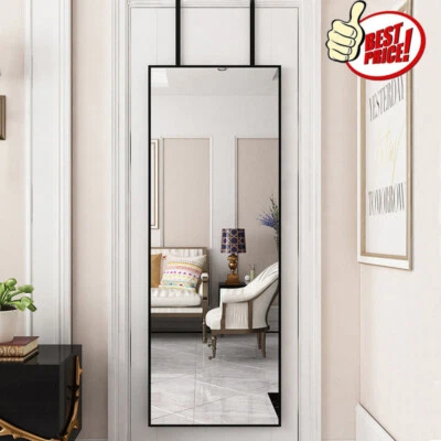 Large Over Door Mirror Long Full Length Wall Door Hanging Mirror Bathroom Glass - Image 1 of 4