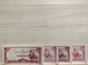 1942 - 1944 10 Rupee Myanmar 52 Notes WWII (Japanese Government Occupation) - Picture 1 of 11