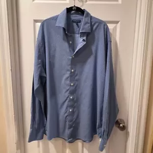 Camisa Peter Millar Corona Azul Micro Patrón Abotonada LS Negocios Informal-Talla XL - Imagen 1 de 7