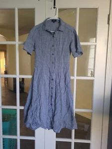 Theory Women's Blue Shirt Dress Size S Button Up Collared Hemp - Picture 1 of 3