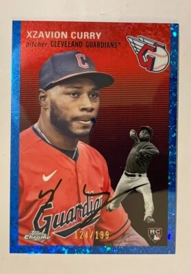 2023 Topps Chrome Platinum Xzavion Curry RC Blue Diamonds /199 Guardians #32 - Image 1 of 3