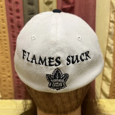 Hockey Toronto Maple Leafs Zephyr NHL Sz. Med/Lg Fitted CAP W/custom FLAMES LOGO - Image 1 of 4