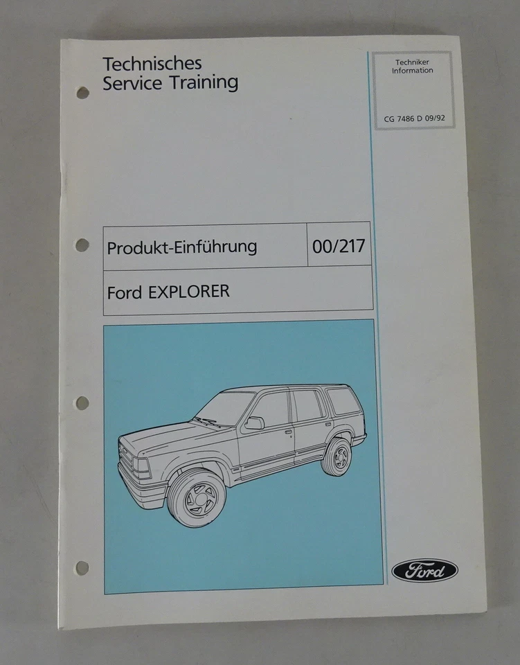 Información Técnica Servicio Entrenamiento Ford Explorer 00/217 Estado 09/1992 - Imagen 1 de 1
