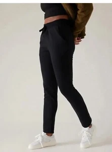 Athleta L Large Cozy Karma Zip Pant, Black Warm Soft Pants Winter Joggers NEW - Picture 1 of 5