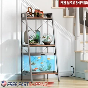 Metal Aquarium Stand W/ Three-Tier Storage & Power Outlet for 3-5.5Gal Tanks New - Picture 1 of 8