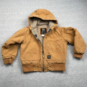 Walls Child Brown Tough Wear Hooded Full-Zip Bomber Jacket XS Kidz Grow System - Picture 1 of 11