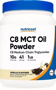 Nutricost C8 MCT Oil Powder 1LB (16oz) Vanilla Flavor - 95% C8 CMT Oil - Picture 1 of 5