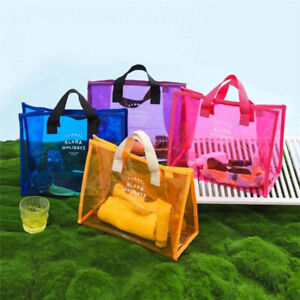 Large Capacity Beach Clear Transparent Shopper Bag PVC Tote Handbag Swimming Bag
