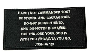 Joshua 1:9 Bible Verse Patch 4" W x 2" T Embroidered Iron-On Applique, Jesus - Picture 1 of 6
