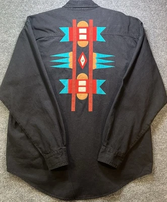 Camisa de Colección Sundance Denim Wear Para Hombre XL Diseño Tribal Suroeste Negra Hecha en EE. UU. Foto 1 de 4