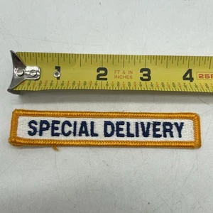 Vintage USPS Special Delivery Tab Tape Tag Patch Label 50s 60s 70s Yellow White - Picture 1 of 5