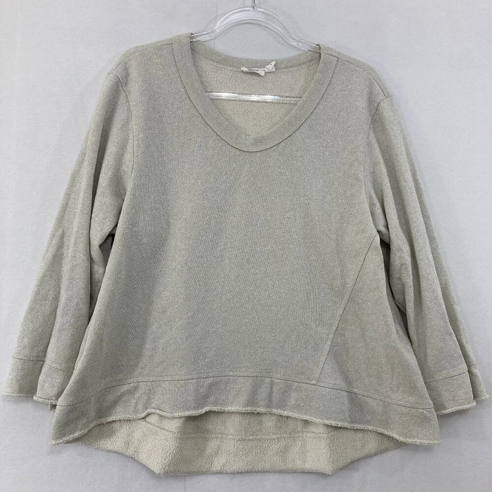 Sudadera Wilt Talla Grande Gris Claro Dobladillo Crudo Relajada Holgada Cuello en V Informal Foto 1 de 4