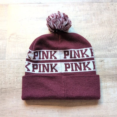 Victoria's Secret 粉色 Beanie 冬季帽子 均码 栗色标志 二手状况完好 — 第 1/4 张图片