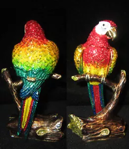 1 loro guacamayo pájaro JOYAS caja de joyas dorado esmaltado colorido paraíso - Imagen 1 de 12