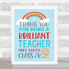 Thank You Teacher Rainbow Typographic Bright Class Personalised Gift Print