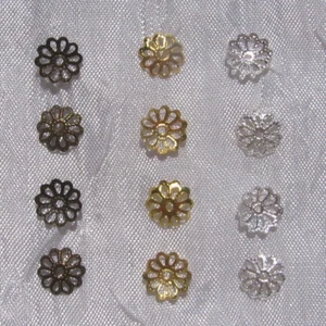 100 Schalen AUSWAHL filigrane Zwischenschalen 8mm Perle Metall vergoldet versilbert Bronze - Bild 1 von 7