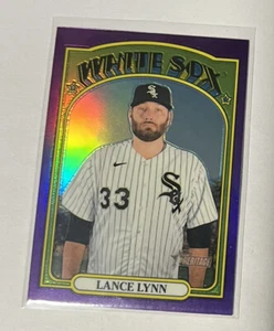 Lancia Topps Heritage 2021 numero alto Lynn viola cromata Chicago Whie Sox - Foto 1 di 2