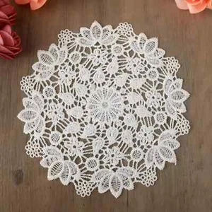 Tapetes de ganchillo blancos vintage 6 pulgadas redondos de algodón hechos a mano manteles individuales de encaje - Imagen 1 de 7