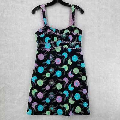 IMPRESIONANTE Vestido Corsé Nanette Lepore 6 Funda Bordada Sin Mangas Foto 1 de 4