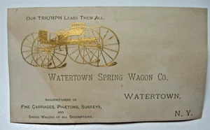 1880's era Watertown Spring Wagon Co., Watertown, N.Y. Trade Card - Picture 1 of 3