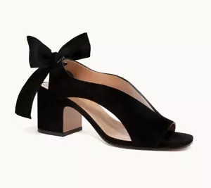 NEW NOMASEI Adora Suede Leather Sandals 39 8 Camoscio Black Trim Embellishment - Picture 1 of 10
