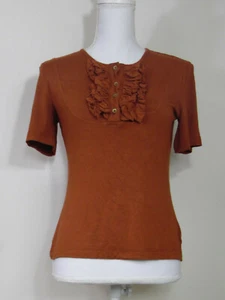 Women's St. John Burnt Orange Soft Short Sleeved Blouse Sz. S R7-91 - Picture 1 of 4