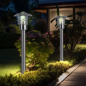 Stehleuchte Standlampe Außenleuchte Gartenlampe Hof Edelstahl H 80 cm 2er Set - Bild 1 von 12