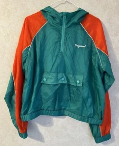 Forever 21 Chaqueta Pullover Cortavientos Verde Naranja Mujer Grande - Imagen 1 de 4