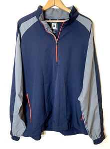 FootJoy Windbreaker Jacket Mens XL Navy Blue Gray Half Zip Golf Long Sleeve Rain - Picture 1 of 9