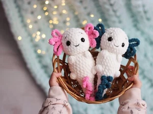 Handmade Crochet Axolotl Plush – Soft Amigurumi Toy – Cute Gift for Kids - Picture 1 of 10