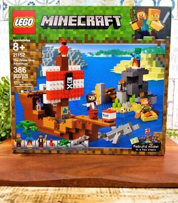LEGO 21152 Minecraft navio pirata aventura 386 peças Alex figuras de zumbis piratas - Imagem 1 de 4