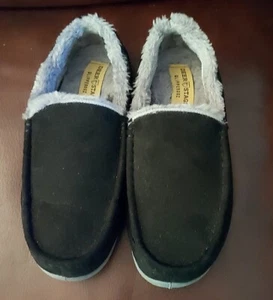 Deerstags Slipperooz Mens Or Boys Black Faux Suede Slippers-Sz 7M - Picture 1 of 6