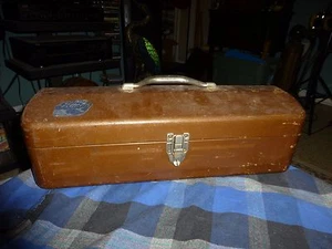 Vintage MY BUDDY Steel Tool Box W/ Brown Paint 19" Good ! - Picture 1 of 6