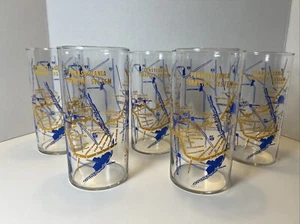 (5) Vintage Pennsylvania Turnpike Tall Beverage Glasses/ Tumblers - Picture 1 of 9