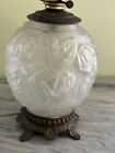 VINTAGE LEVITON LAMP BASE FROSTED GLASS WITH PUFFY ROSES