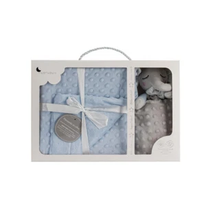 Set regalo Bebé Manta Burbuja y Dou Dou Elefantito Azul Celeste/Gris PD004 - Imagen 1 de 2