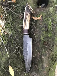 12" STRUMENTO D2 PERSONALIZZATO FATTO A MANO LAMA IN ACCIAIO CACCIA BOWIE COLTELLO MANIGLIA CERVO + GUAINA - Foto 1 di 1