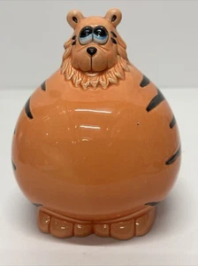 Vintage Cartoon Novelty Large Ceramic Tiger Orange Money Box Upright Position - Picture 1 of 11
