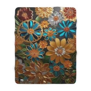 Flower Sun Sherpa Fleece Blanket - Picture 1 of 9